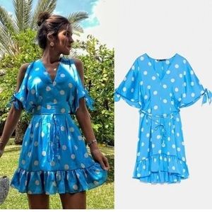 Zara polka dot blue dress